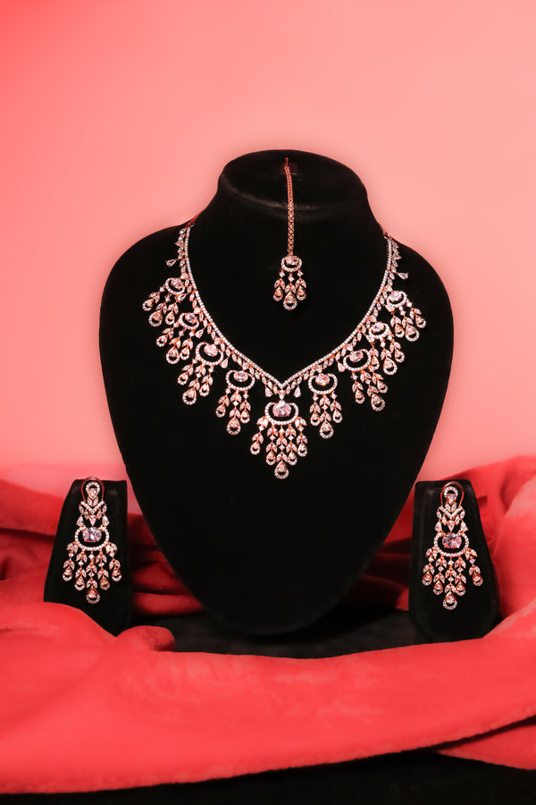 Ammaira's AD Rose Gold Necklace Set