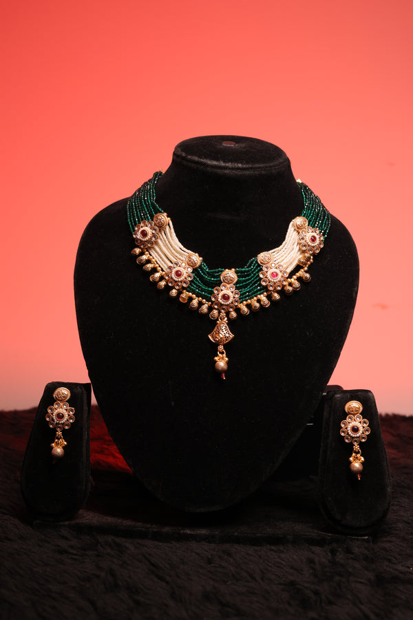 Traditional Brass Base Neklace / Coker Set
