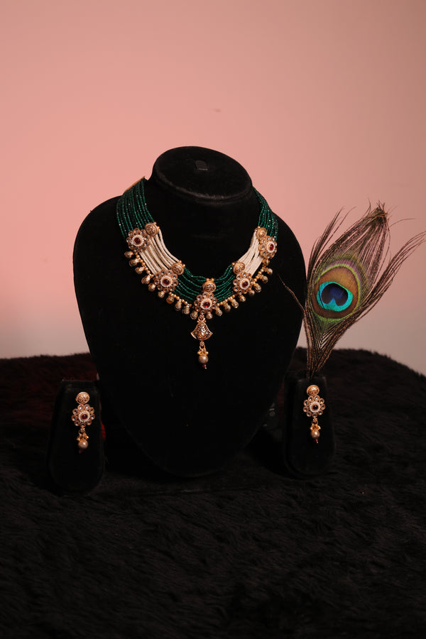 Traditional Brass Base Neklace / Coker Set