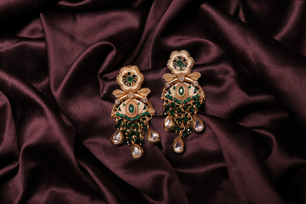 Traditional Brass Base Meena Work Necklace Set