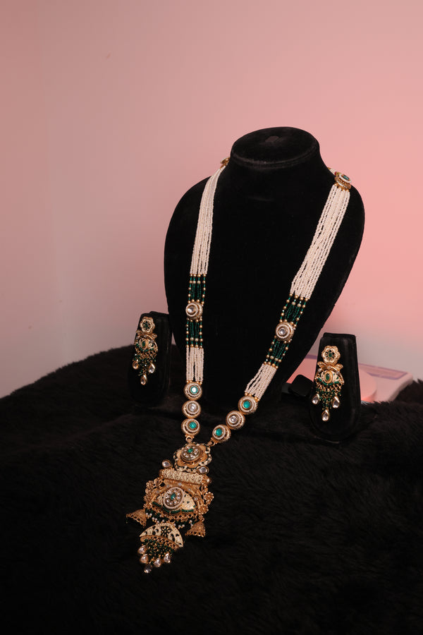 Traditional Brass Base Meena Work Necklace Set