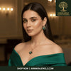 AMMAIRA"S The Emerald Leaf Set: Geometric Pendant & Coordinating Earrings in Rose Gold - Ammaira Jewelz