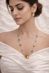 Ammaira Amber Royale Gold Crystal Mala Set with Statement Earrings