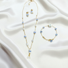 Ammaira Azure Bloom Luxe Gold Mala Set with Bracelet & Earrings