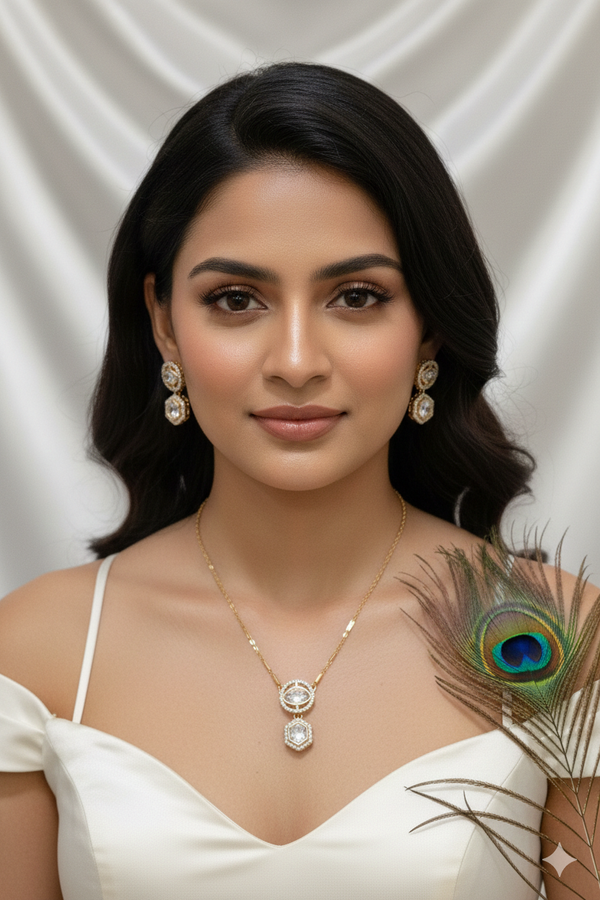 Ammaira Jewelz Carrot Polish Polki Pendant Set – Gold Halo Bridal Jewelry