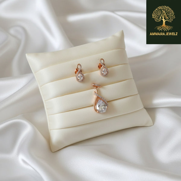 Ammaira's Rose Gold Solitaire Teardrop Set