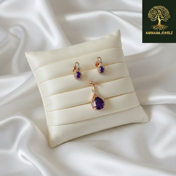 Ammaira's Rose Gold Solitaire Teardrop Set