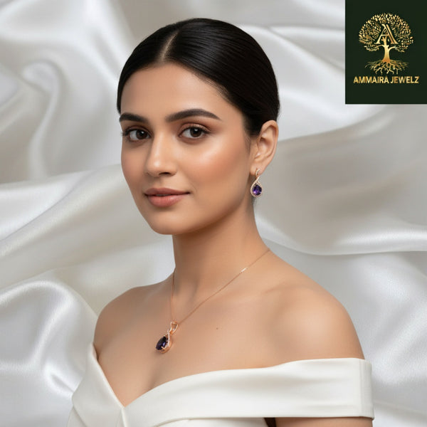 Ammaira's Rose Gold Solitaire Teardrop Set