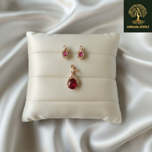 Ammaira's Rose Gold Solitaire Teardrop Set
