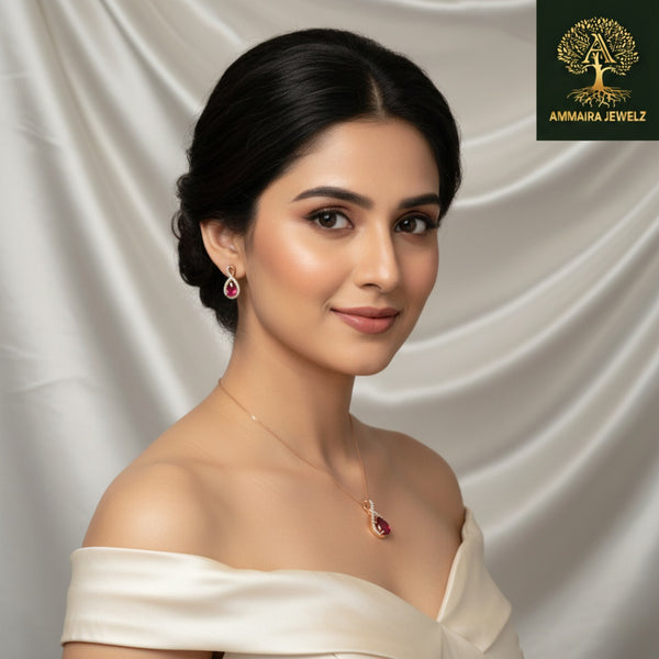 Ammaira's Rose Gold Solitaire Teardrop Set