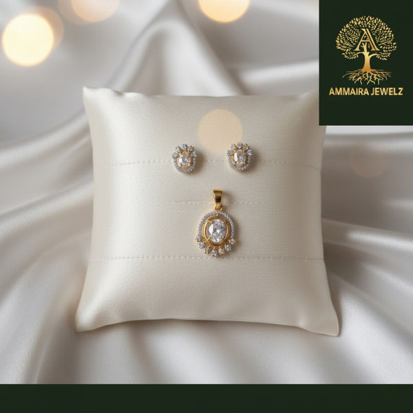 Ammaira's Rose Gold and Gold-Tone Sunburst Solitaire Set