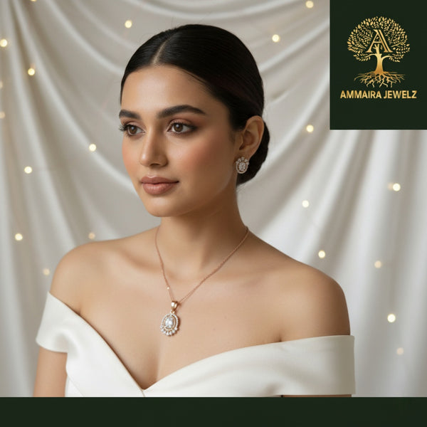 Ammaira's Rose Gold and Gold-Tone Sunburst Solitaire Set