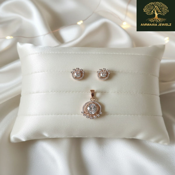 Ammaira's Rose Gold and Gold-Tone Sunburst Solitaire Set