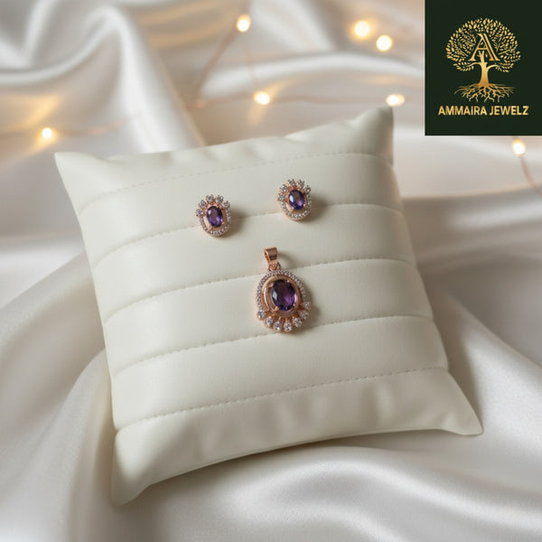 Ammaira's Rose Gold and Gold-Tone Sunburst Solitaire Set