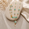 Aqua Bloom Luxe Gold Mala Set with Bracelet & Earrings