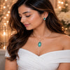 18K rose gold polish oval doublet stone pendant set with matching stud earrings surrounded by high-quality American Diamonds (CZ) for women
