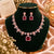 Rose gold Cubic Zirconia necklace set with matching dangling earrings, featuring a linked necklace design, sparkling rectangular centre stones and an elegant statement pendant.