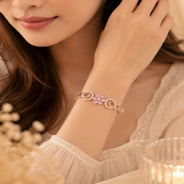 Baby Pink Stone Floral Bracelet for Women
