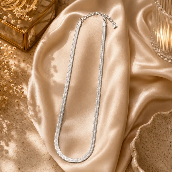 Elegant silver snake chain for women crafted in premium brass with a smooth polished finish