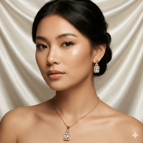 Classic Clear Crystal Gold Pendant Set | Ammaira Jewelz Ammaira Jewelz