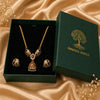Divine Gajraj Temple Heritage Matte Rose Gold Necklace Set with Earrings