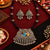 Antique oxidised Radha Krishna necklace set with black thread detailing, statement pendant and matching dangler earrings for women.