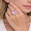 Elegant Adjustable Pink Crystal Statement Ring for Women