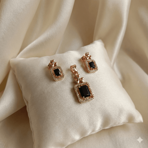 Elegant Black Stone Rose Gold Set | Ammaira Jewelz Ammaira Jewelz