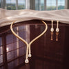 Elegant Gold Plated Bridal Necklace Set with Teardrop Earrings