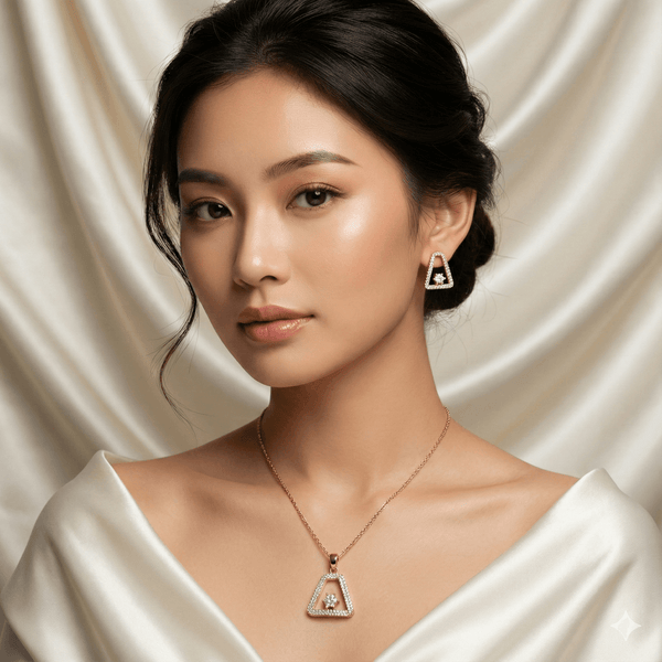 Elegant Rose Gold Geometric Pendant Set | Ammaira Jewelz Ammaira Jewelz