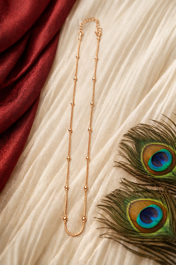Elegant Rose Gold Polish Beaded Chain Necklace for Women | Minimal Luxury Jewelry
