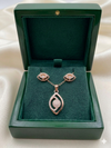 Elegant Rose Gold Polish Crystal Pendant and Stud Earrings Jewelry Set