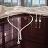 Elegant Silver Plated Drop Necklace Set for Bridal & Party Wear