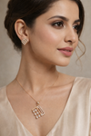 Rose Gold Geometric Crystal Pendant Set for Festive Elegance