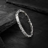 Elysian Greek Key stainless steel link bracelet for men with polished silver geometric detailing