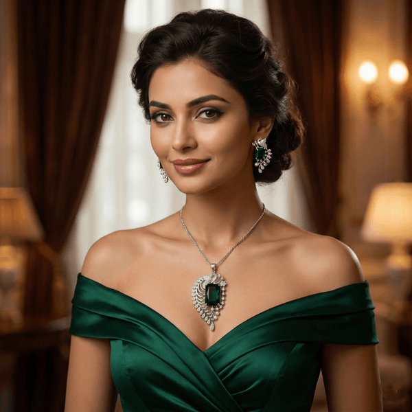 Emerald Green AD Peacock Pendant Set | Ammaira Jewelz Ammaira Jewelz