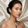 Emerald Green Radiant Cut AD Rose Gold Set | Ammaira Ammaira Jewelz