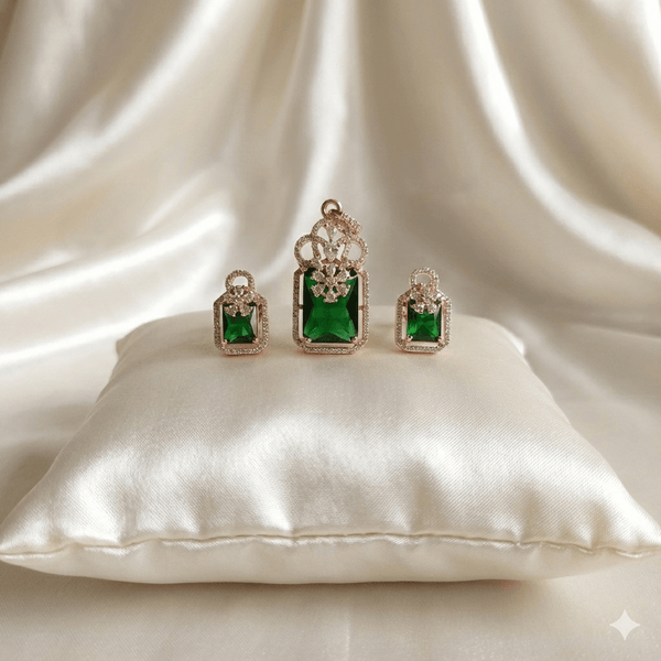Emerald Green Rose Gold Pendant Set | Ammaira Jewelz Ammaira Jewelz