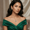 Emerald Green Round Halo Pendant Set | Ammaira Jewelz Ammaira Jewelz