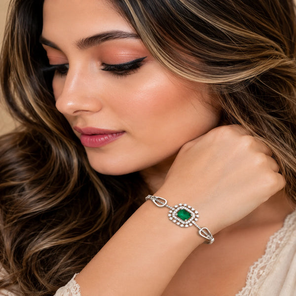 Emerald Stone American Diamond Bracelet for women