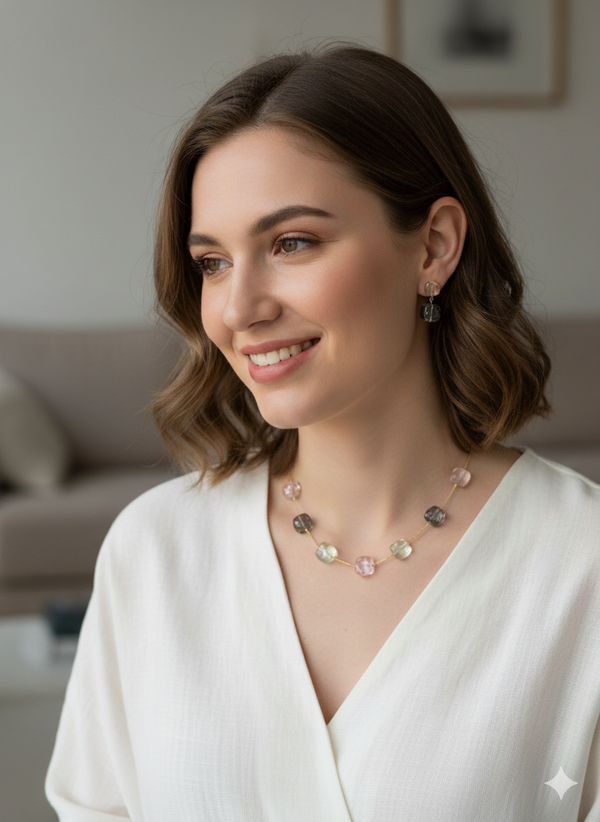 Ammaira's Fancy High-Polish Tricolor Crystal Chic Mala