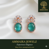Ammaira's Aqua Dream Drop Earrings: Serene Teal & Rose Gold