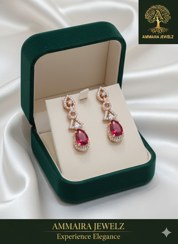 Ammaira's Dazzling Ruby Teardrop Earrings