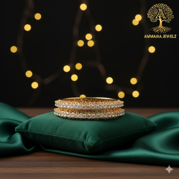 Ammaira's Rose Gold Eternal Glow Bangles (Set of 2)