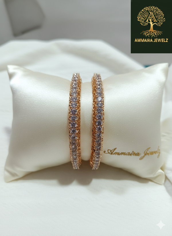 Ammaira's Rose Gold Eternal Glow Bangles (Set of 2)