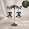 Ammaira's Royal Azure Drops: Baroque Chandelier Earrings with Pavé Roses