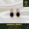 Ammaira's Midnight Glamour Drop Earrings: Bold Black & Rose Gold