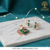 AMMAIRA"S The Emerald Leaf Set: Geometric Pendant & Coordinating Earrings in Rose Gold
