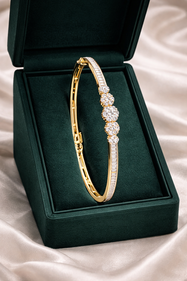 Gold Polish Crystal Floral Bracelet | Ammaira Jewelz