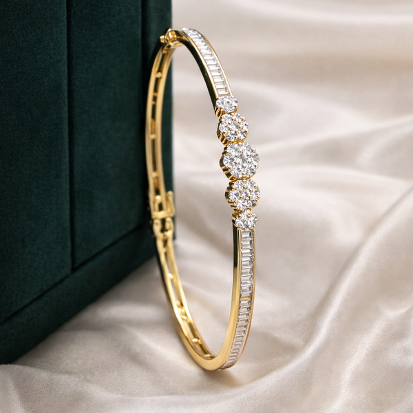 Gold Polish Crystal Floral Bracelet | Ammaira Jewelz